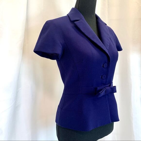 SANDRA Angelozzi purple short sleeve tailored blazer size 32 - Picture 3 of 12